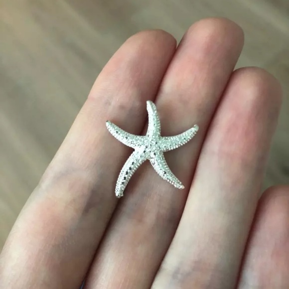 5/$25 Silver Textured Sea Starfish Stud Earrings - Picture 3 of 4